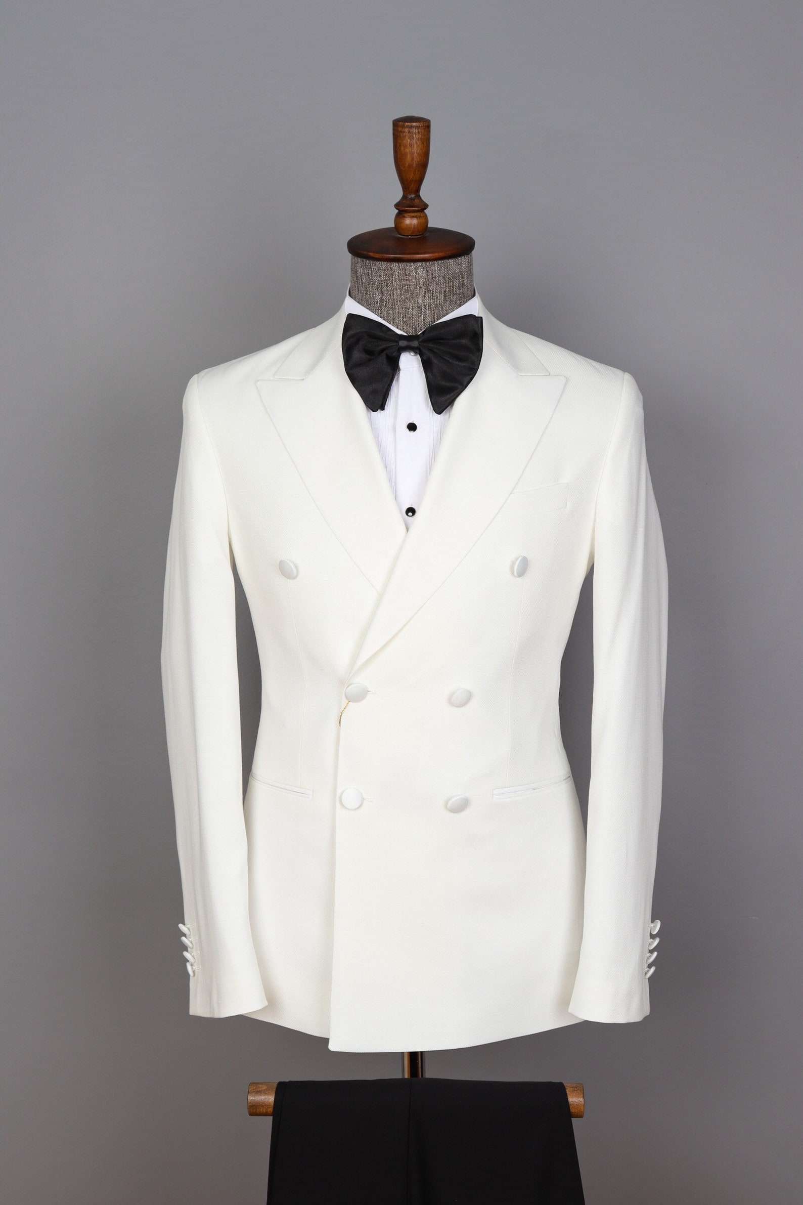 Off White Men's Tuxedo - Groom Suit - Wedding Suit Peak Lapel Slim Fit