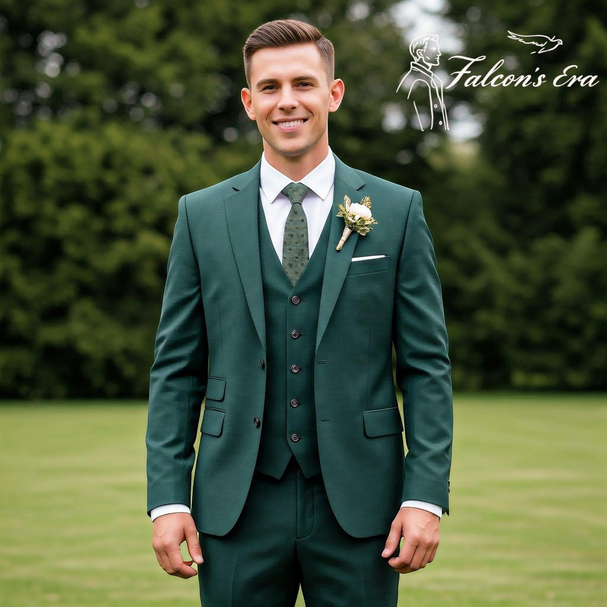 Men Dark Emerald Green 3-piece Suit - Wedding Groom Wear Suit -dinner Suit -slim Fit Gift for Him Elegance for Formal . Summer Wedding Suit