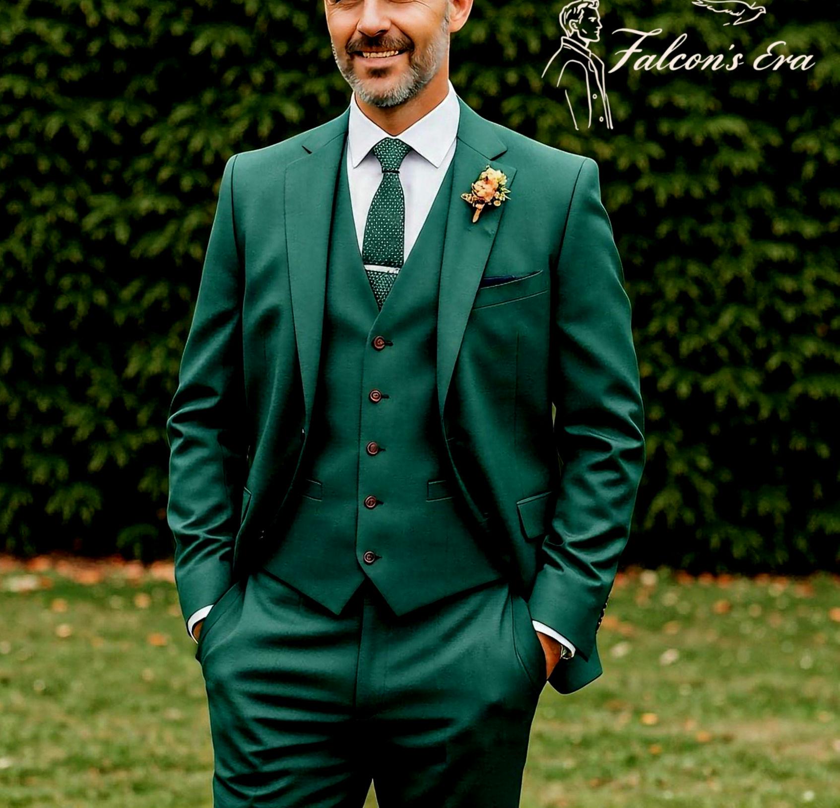 ダンヒル服地 ダークグリーン スリーピーススーツ ダンヒル服地 ダークグリーン スリーピーススーツ スーツ