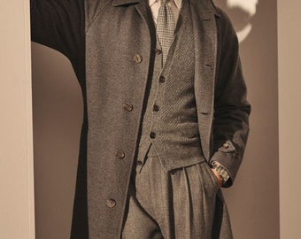Manteau De Selle Vintage Tweed à Chevrons Marron - Taille 18 - Occasion - équitation