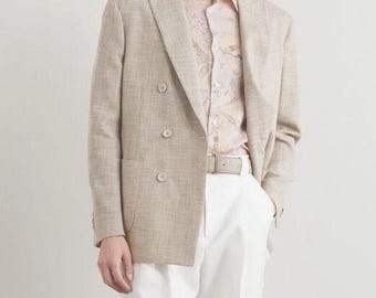 Blazer croisé en coton mélangé pour hommes