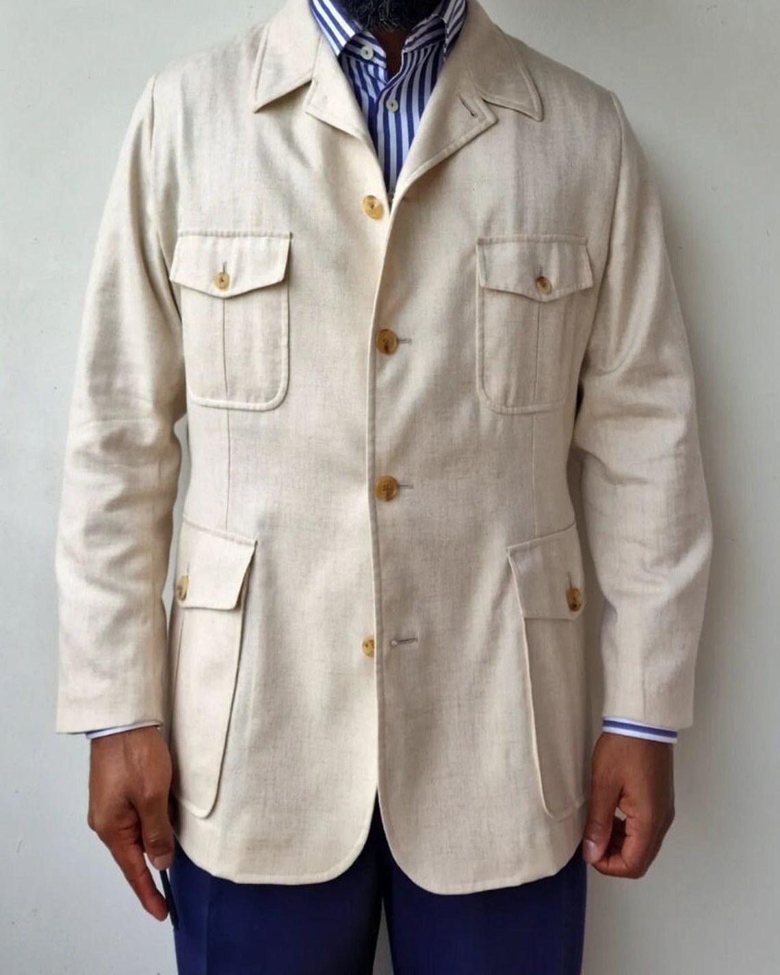 Ancienne Monde For Men Linen Oversized Blazer Safari Chic Lightweight Summer Style Everyday main image 0