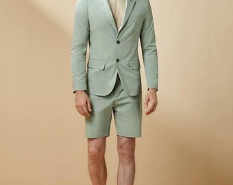 Mens 2 Piece Suit Summer Coat Suit Shorts for men wedding suit men breathable suit with shorts beach wedding suit
