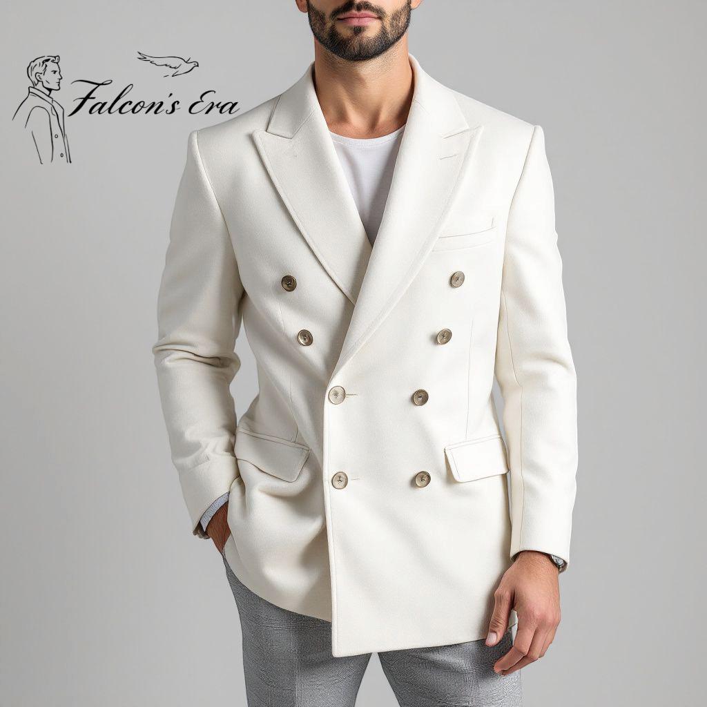 Blazer Homme Classique Blanc Un Bouton - Coupe Cintrée Décontractée - Polyester/rayonne - Pour Mariage, Bureau, Soirée