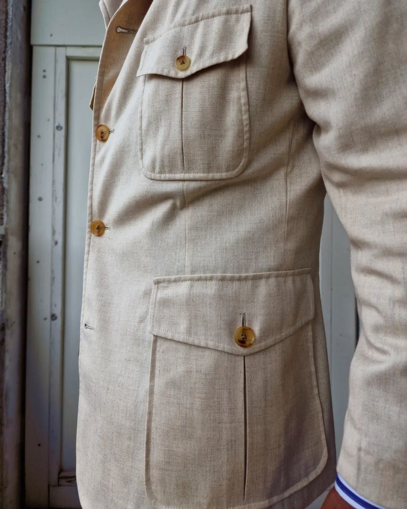 Ancienne Monde For Men Linen Oversized Blazer Safari Chic Lightweight Summer Style Everyday main image 1