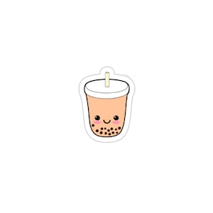 Cute Happy Boba Vinyl Sticker | Kawaii Boba Decal Gift | Asian Sticker for Journal and water bottle | Stationary Decal