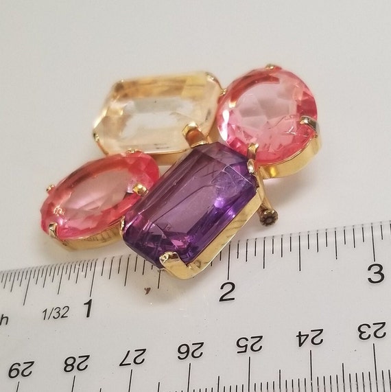 Big Sparkly Pink and Purple Brooch - image 5