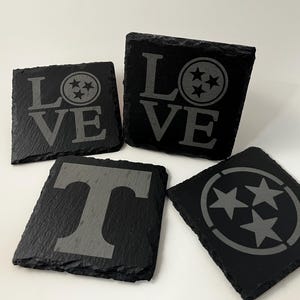 Tennessee Collection Laser Engraved Slate Coaster Set Personalized Memories Custom Slate Drink Coasters Set of 4 Slate Coasters