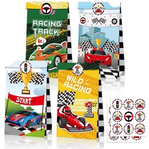 Race Car Party Bags, Autos Geburtstagsdekorationen Partytüten Goodie bag Papiertüten 12er Pack