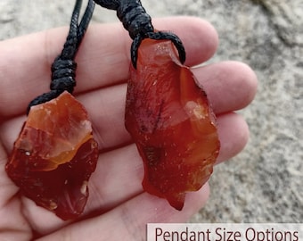 Real Raw Carnelian Necklace, Large Pendant, Natural Stone Jewelry, Rough Gemstone Necklace for Men /Women, Big Pendant Necklace, Friend Gift