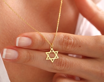 14K Solid Gold Star Of David Necklace, Silver Magen David, Tiny Silver Star Of David Necklace, Jewish Star Necklace, Star Of David Charm.