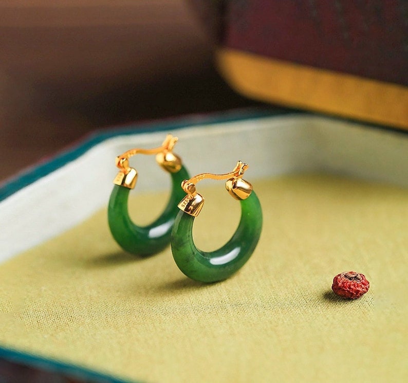 Jade Hoop Earrings Etsy UK