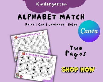 Alphabet Match, Maternelle, École à la maison, Imprimable, Modifiable