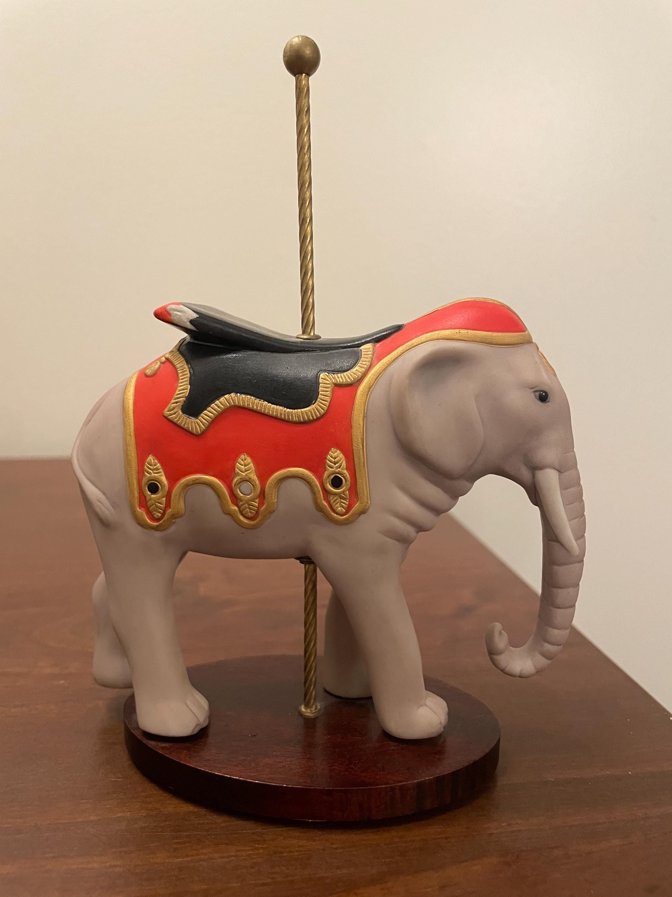 Retro 1988 Franklin Mint Elephant Figurine - Treasury of Carousel