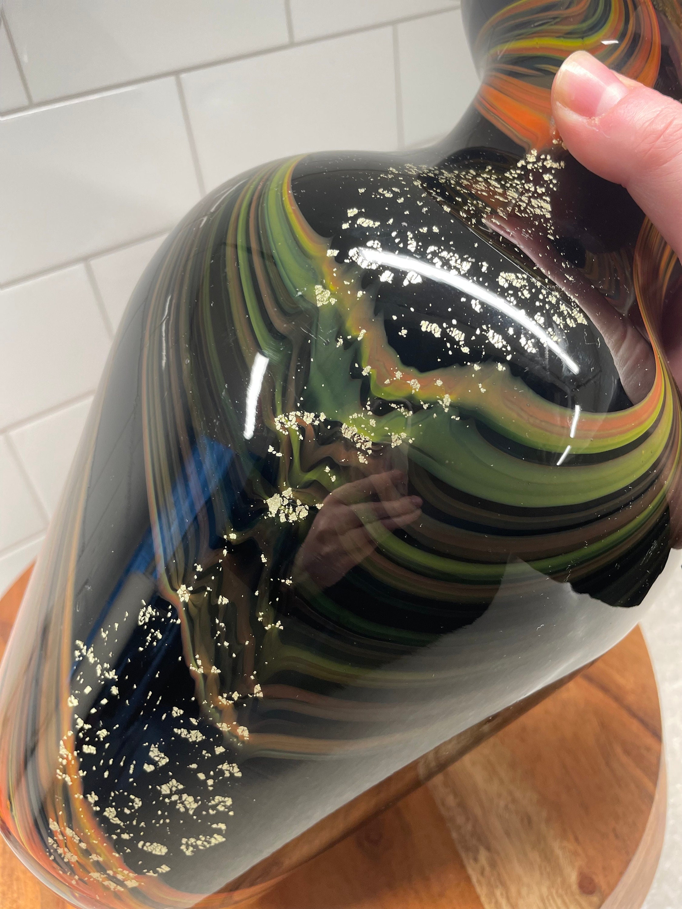 Vintage Japanese Art Glass Vase - Kamei Osaka - Gold