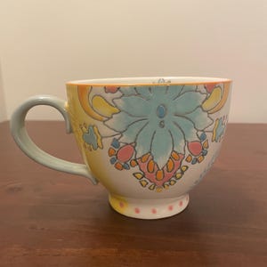 Mudpie Oversized Pedestal Mug - Boho Floral Pattern - Anthropologie Inspired image 2