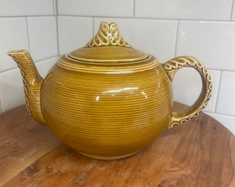 Retro Mod Mustard Yellow Glazed Ceramic Teapot - MCM Teapots - Retro 60s Kitchen Aesthetic