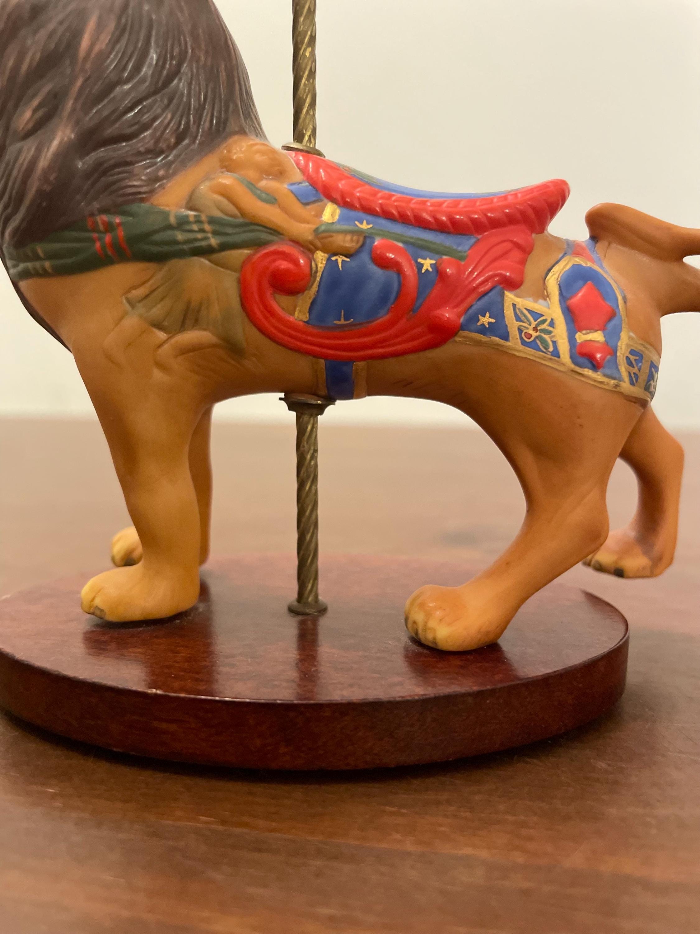 Vintage Franklin Mint Carousel Lion Porcelain Figurine - Treasury
