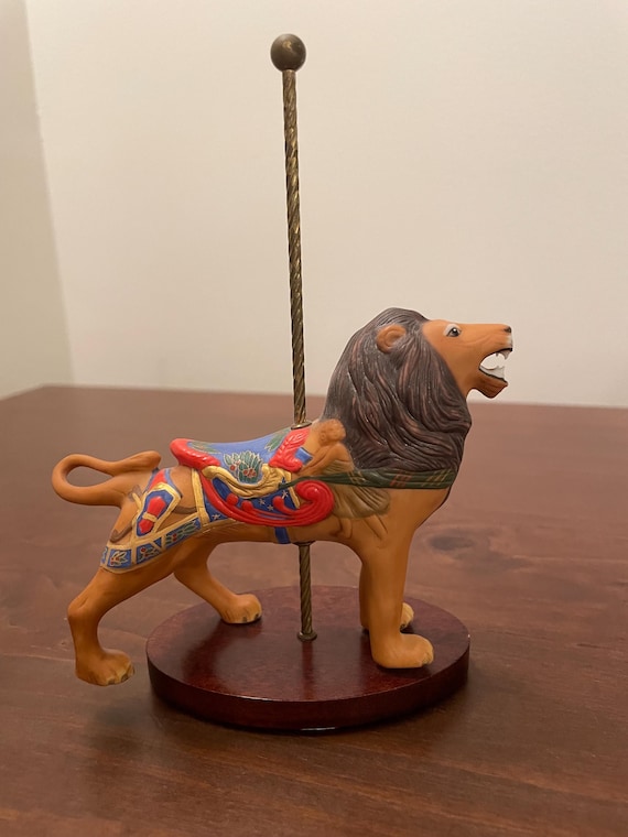 Vintage Franklin Mint Carousel Lion Porcelain Figurine - Treasury