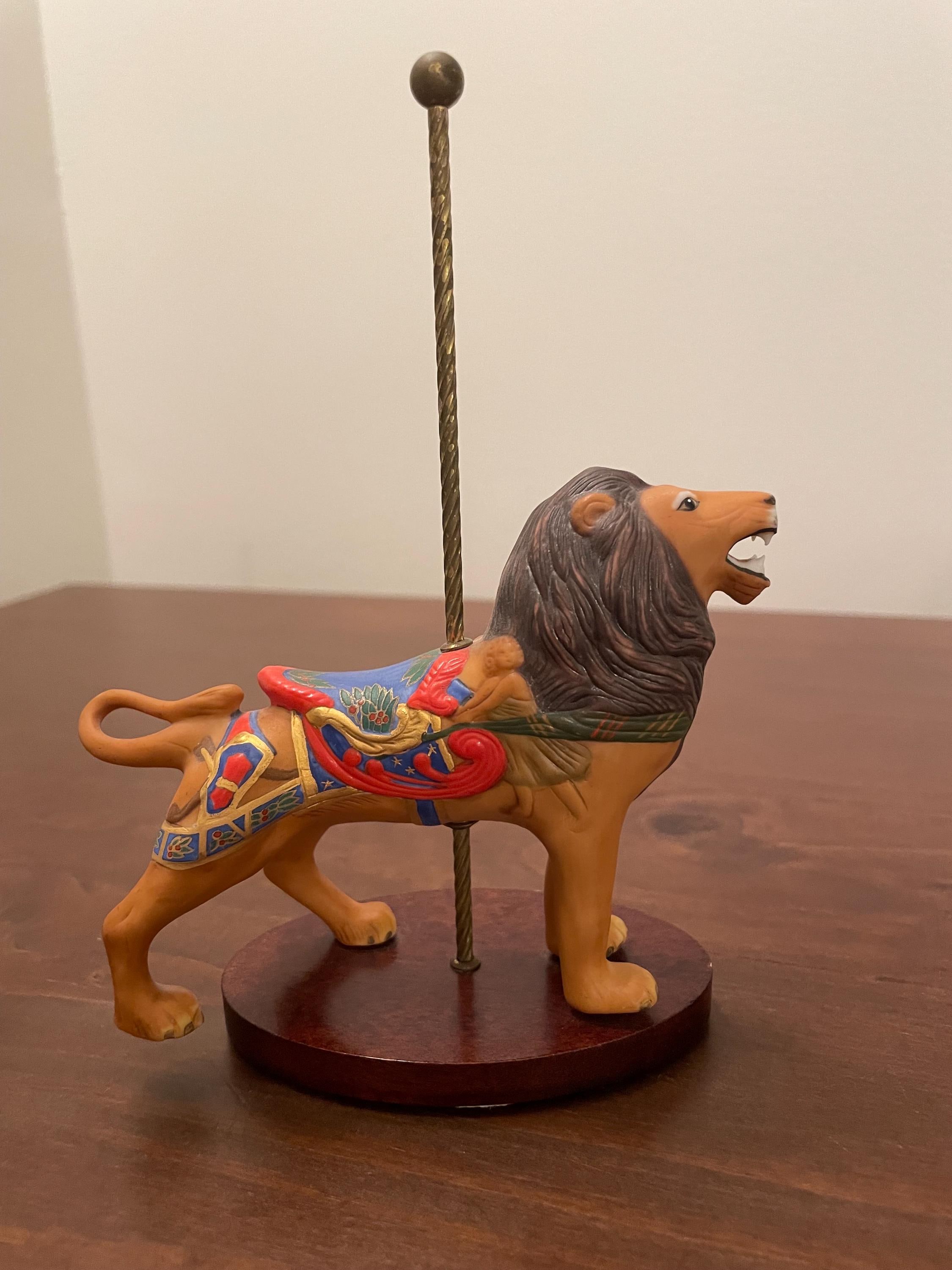 Vintage Franklin Mint Carousel Lion Porcelain Figurine - Treasury