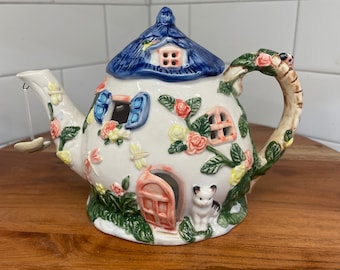Vintage Cute Teapot Cottage Tealight Holder Luminary -  Home Decor