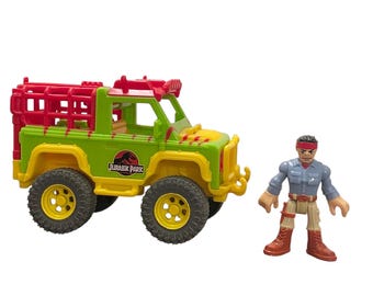 Imaginext Vintage Jurassic World Dr. Grant e Jeep do Parque - Brinquedo de Faz de Conta - Dinossauro do Parque Jurássico - Mattel 2014