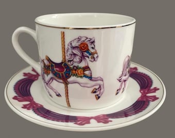 Vintage Unicorn Mug And Saucer Set - Kitschy Whimsical Tea Party
