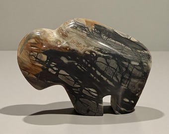 Polished Marble Stone Bison/buffalo Sculpture - Rock Art - Unique