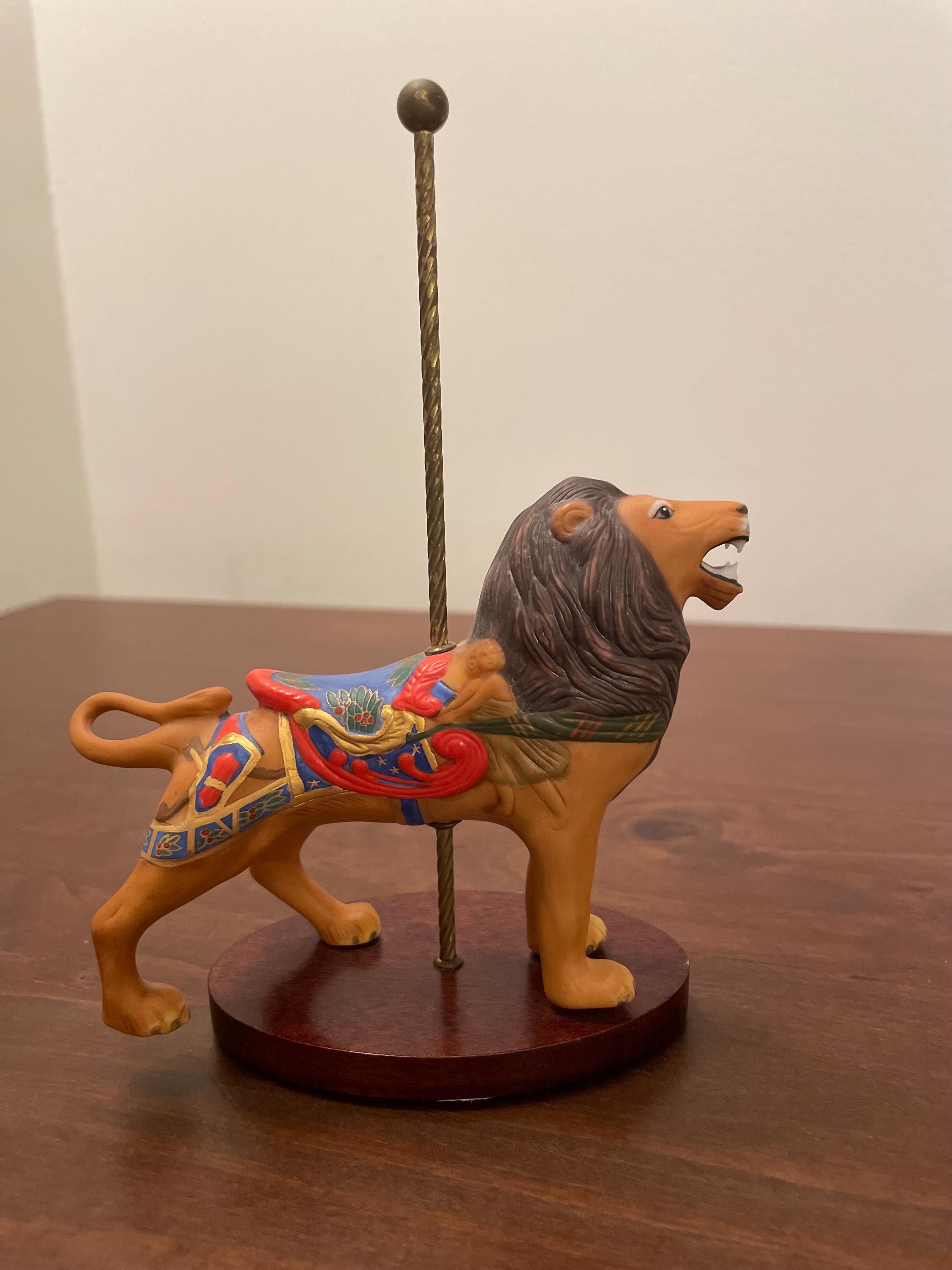 フランクリンミント 1988 トレジャリーオブカルーセル フィギュリン/台座付き Vintage Franklin Mint Carousel Lion Porcelain Figurine - Treasury