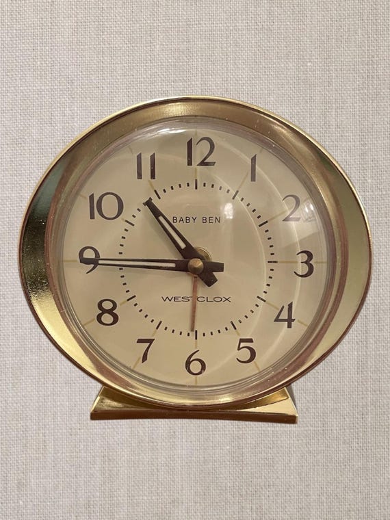 Vintage Westclox Baby Ben Alarm Clock - Gold and Beige - MCM