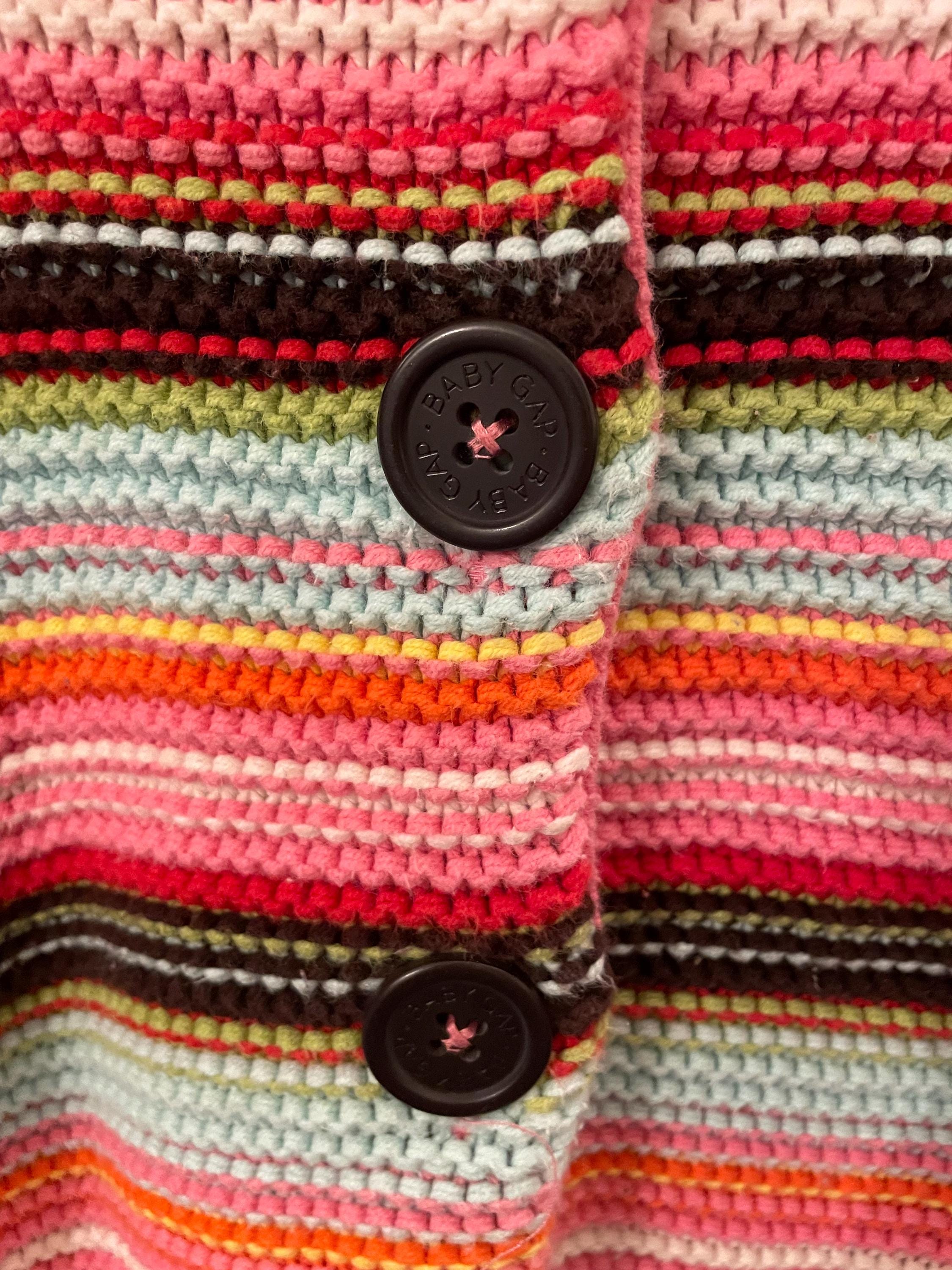 RARE Retro Millennial Gap Kids Knitted Colorful Button Down 