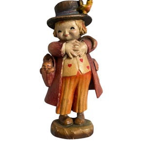 Vintage Handcarved Wooden Boy Statue “happy Wanderer” - Anri Juan