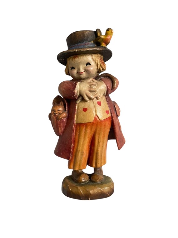 Vintage Handcarved Wooden Boy Statue “happy Wanderer” - Anri Juan