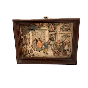 Vintage Anton Pieck Die Cut 3D Diorama Shadow Box - Bakery Shop -  Framed Wall Art