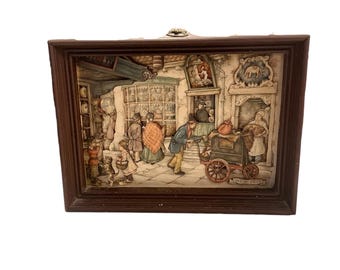 Vintage Anton Pieck Die Cut 3D Diorama Shadow Box - Bakery Shop