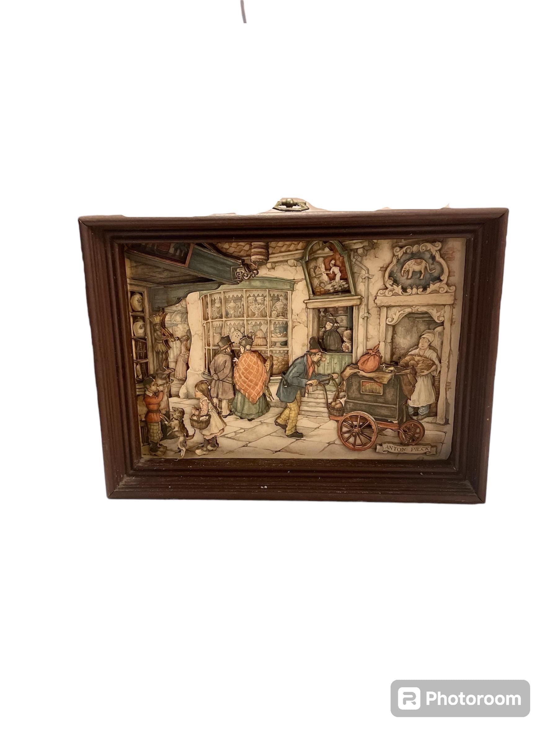 Vintage Anton Pieck Paper Art 3D Shadow Box - 