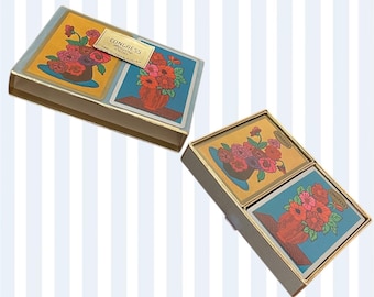 Includes 2 Sealed Card Decks - Vintage MCM Congress Flower Playing Card Deck Set - Original Label - Gift for She Shed