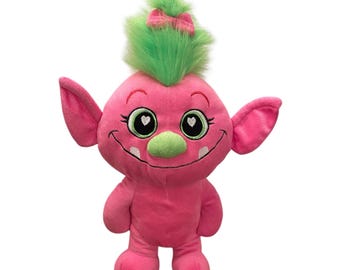 Nanco Pink Green Troll Stuffed Plush Toy - Baby Poppy - Trolls Animated Movie - Troll Collector