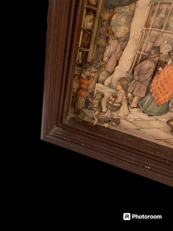 Vintage Anton Pieck Die Cut 3D Diorama Shadow Box - Bakery Shop