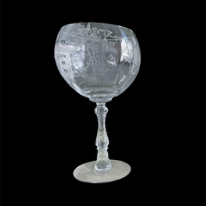Vintage Fostoria Clear Glass Navarre Etched Glass Magnum Balloon Goblet - Antique Rare Wine Glasses - (Purchase per one goblet)