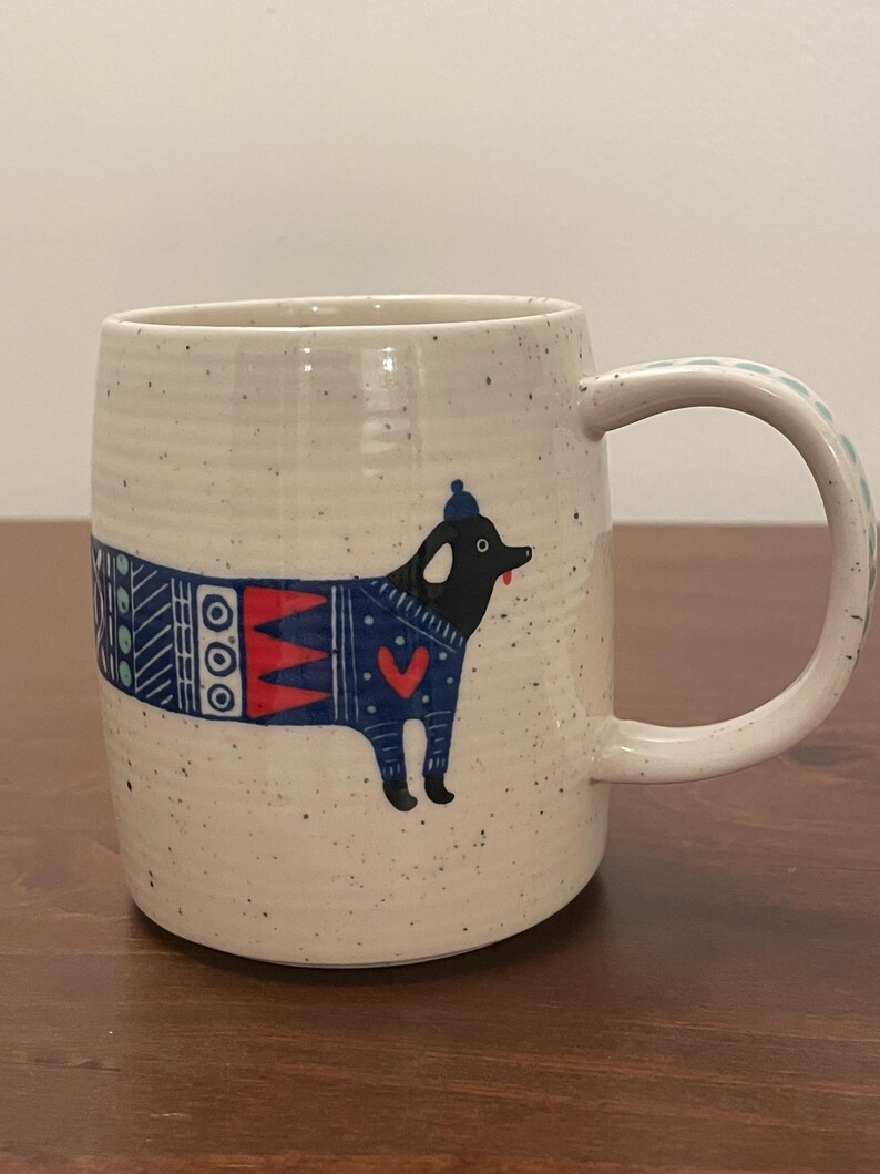 Anthropologie Sowie Sowies Sweater Daschshund Dog Coffee Mug - Gift for Bougie Coffee Drinker - Coffee Shop Aesthetic image 2
