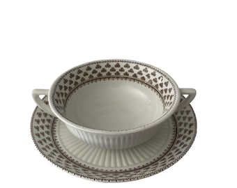 Vintage Adams Real English Sharon Pattern Cup and Saucer Set - Made in England - Empress Style Shamrock - Ironstone Transferware