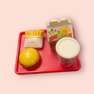 Vintage McDonalds Barbie Fun Time Workers Food Time Plastic Tray - Retro 90s Barbie Doll Accessories - Happy Meal Miniature Toy