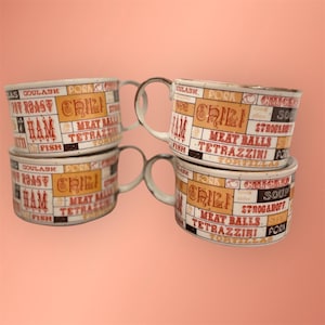 Includes 4 Cups - Vintage MCM Stoneware A La Carte Japan Soup Bowls w/ Handles - Retro 70s Kitchen