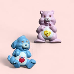 Includes 2 Magnets - Vintage Lot of Care Bear Fridge Plastic Magnets - Baby Hugs Bear - Loyal Heart Dog