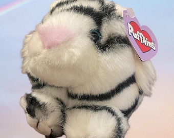Retro 90s Puffkins “tasha” White Siberian Tiger Plush Toy