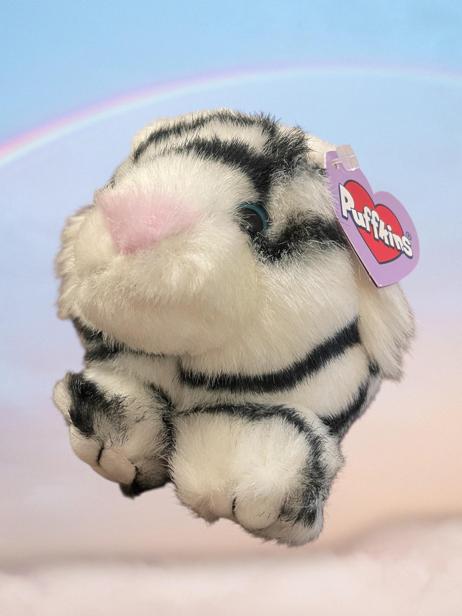 【90S vintage 20471120Hyoma soft toy♪新品！】 Retro 90s Puffkins “tasha” White Siberian Tiger Plush Toy
