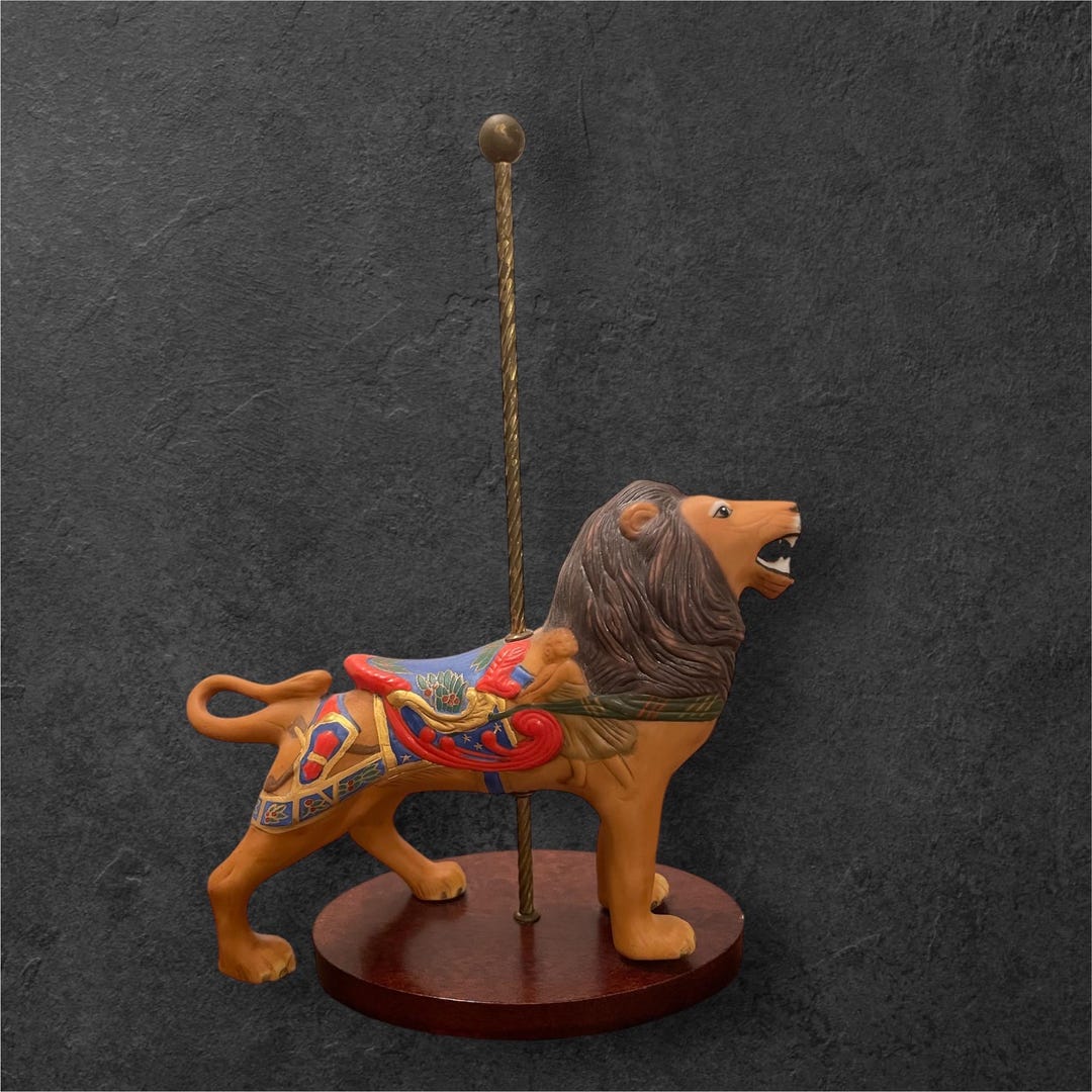 Vintage Franklin Mint Carousel Lion Porcelain Figurine - Treasury