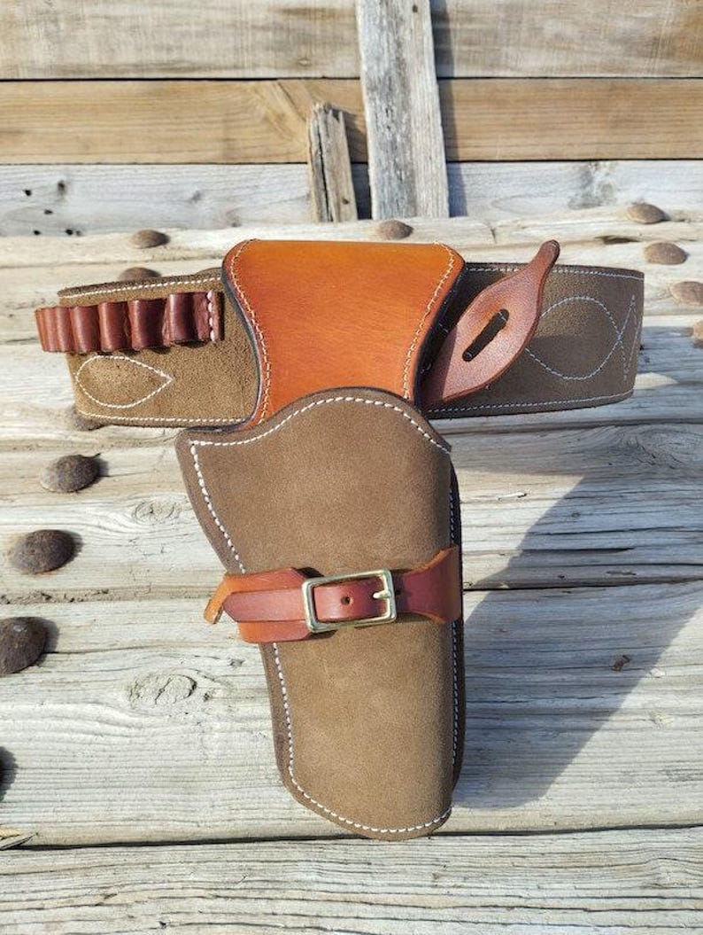 Handmade “Man With No Name” Holster – Clint Eastwood Western Fast-Draw Replica – Leather Gunbelt Inspired by the Dollars Trilogy image 1