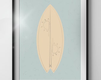 Neutral Surfboard Printable Wall Art - Kids Room Decor